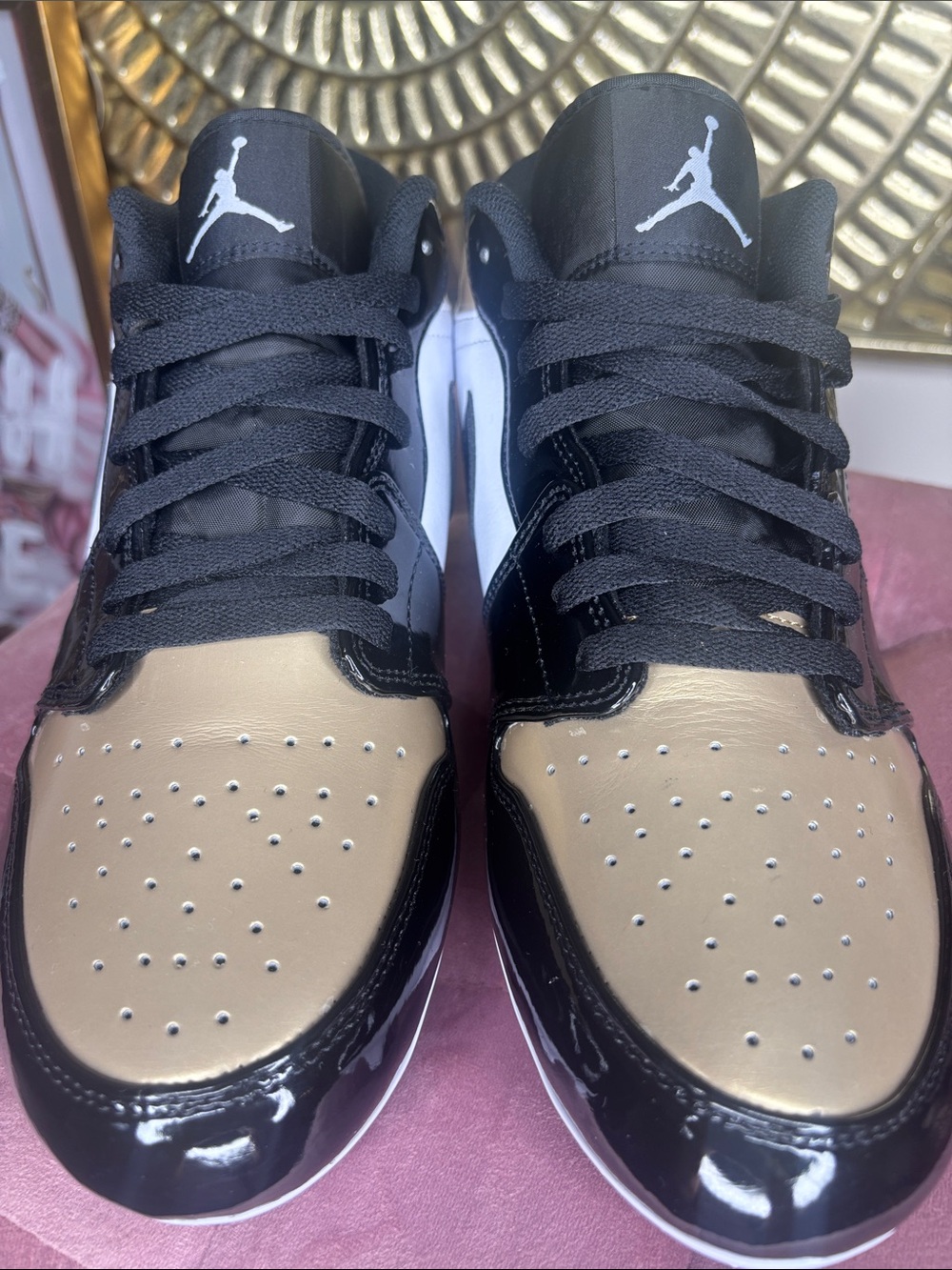 Men Nike Air Jordan 1 Low TD Cleat 'Gold Toe' Cleats (NEW!) - Picture 5 of 6